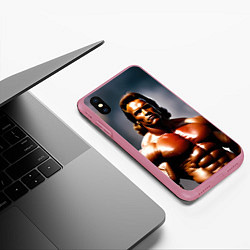 Чехол iPhone XS Max матовый Арнольд Шварценеггер железный арни, цвет: 3D-малиновый — фото 2