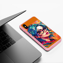 Чехол iPhone XS Max матовый Девушка в очках, цвет: 3D-баблгам — фото 2