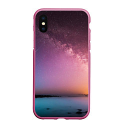 Чехол iPhone XS Max матовый Магический космос, цвет: 3D-малиновый