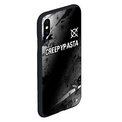 Чехол iPhone XS Max матовый CreepyPasta glitch на темном фоне: символ сверху, цвет: 3D-черный — фото 2