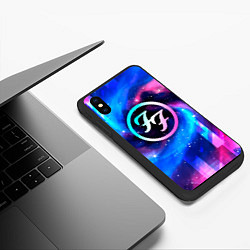 Чехол iPhone XS Max матовый Foo Fighters неоновый космос, цвет: 3D-черный — фото 2