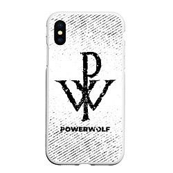 Чехол iPhone XS Max матовый Powerwolf с потертостями на светлом фоне, цвет: 3D-белый