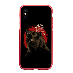 Чехол iPhone XS Max матовый Japanese bear, цвет: 3D-красный