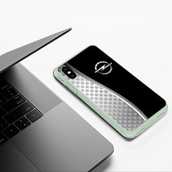 Чехол iPhone XS Max матовый Опель черный серебристый, цвет: 3D-салатовый — фото 2