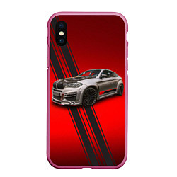 Чехол iPhone XS Max матовый Немецкий кроссовер BMW X6 2007 года, цвет: 3D-малиновый