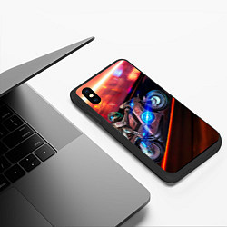 Чехол iPhone XS Max матовый Мотоцикл ночной город, цвет: 3D-черный — фото 2