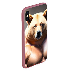 Чехол iPhone XS Max матовый Медведь качек, цвет: 3D-малиновый — фото 2