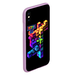 Чехол iPhone XS Max матовый Tetris game, цвет: 3D-сиреневый — фото 2