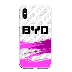 Чехол iPhone XS Max матовый BYD pro racing: символ сверху, цвет: 3D-белый