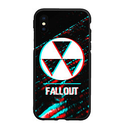 Чехол iPhone XS Max матовый Fallout в стиле glitch и баги графики на темном фо, цвет: 3D-черный