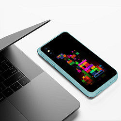 Чехол iPhone XS Max матовый Яркий тетрис, цвет: 3D-мятный — фото 2