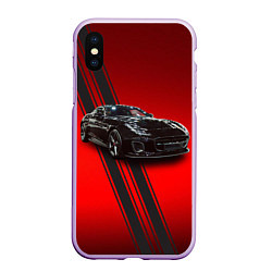 Чехол iPhone XS Max матовый Английский спортивный автомобиль Jaguar, цвет: 3D-сиреневый