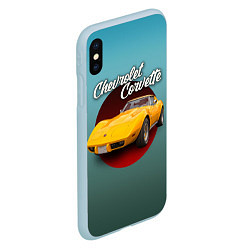 Чехол iPhone XS Max матовый Классический спорткар Chevrolet Corvette Stingray, цвет: 3D-голубой — фото 2