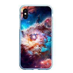 Чехол iPhone XS Max матовый Небула в космосе в голубо-розовых тонах - нейронна