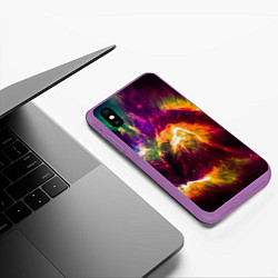 Чехол iPhone XS Max матовый Небула в космосе разноцветная - нейронная сеть, цвет: 3D-фиолетовый — фото 2