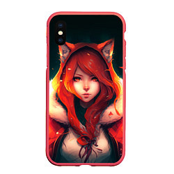 Чехол iPhone XS Max матовый Рыжая девушка-лиса