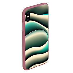 Чехол iPhone XS Max матовый Зеленая плавная волна, цвет: 3D-малиновый — фото 2