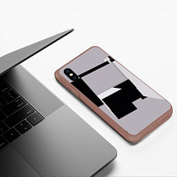 Чехол iPhone XS Max матовый Белые и чёрные кубы в геометрии, цвет: 3D-коричневый — фото 2