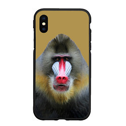 Чехол iPhone XS Max матовый Мандрил обезьяна, цвет: 3D-черный