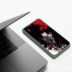 Чехол iPhone XS Max матовый Helltaker Lucifer арт краска, цвет: 3D-темно-зеленый — фото 2