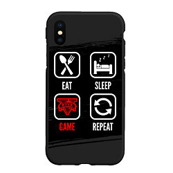 Чехол iPhone XS Max матовый Eat, sleep, GTA, repeat