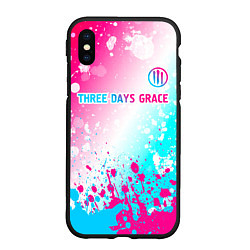 Чехол iPhone XS Max матовый Three Days Grace neon gradient style: символ сверх, цвет: 3D-черный
