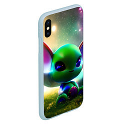 Чехол iPhone XS Max матовый Крошка инопланетянин, цвет: 3D-голубой — фото 2