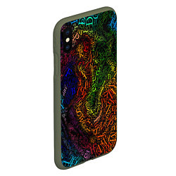 Чехол iPhone XS Max матовый Разноцветные английские буквы, цвет: 3D-темно-зеленый — фото 2