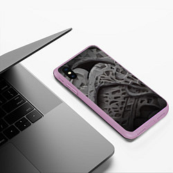 Чехол iPhone XS Max матовый Лунный пейзаж, цвет: 3D-сиреневый — фото 2