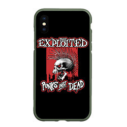 Чехол iPhone XS Max матовый Exploited - punks not dead, цвет: 3D-темно-зеленый