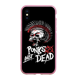 Чехол iPhone XS Max матовый Punks not dead - анархия, цвет: 3D-розовый