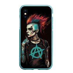 Чехол iPhone XS Max матовый Анархия девушка панк, цвет: 3D-мятный