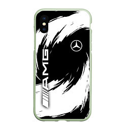 Чехол iPhone XS Max матовый Mercedes benz - white color, цвет: 3D-салатовый