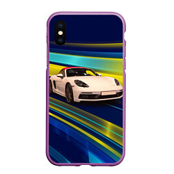 Чехол iPhone XS Max матовый Спортивная немецкая машина Porsche 911, цвет: 3D-фиолетовый