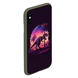 Чехол iPhone XS Max матовый Retrowave Trex, цвет: 3D-темно-зеленый — фото 2