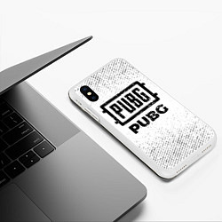 Чехол iPhone XS Max матовый PUBG с потертостями на светлом фоне, цвет: 3D-белый — фото 2