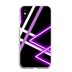 Чехол iPhone XS Max матовый Фиолетовые полоски с неоном