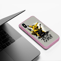 Чехол iPhone XS Max матовый Пикачу рокер, цвет: 3D-розовый — фото 2