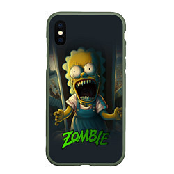 Чехол iPhone XS Max матовый Лиза Симпсон зомби, цвет: 3D-темно-зеленый