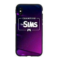 Чехол iPhone XS Max матовый The Sims gaming champion: рамка с лого и джойстико, цвет: 3D-черный
