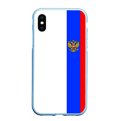 Чехол iPhone XS Max матовый Цвета России - герб, цвет: 3D-голубой