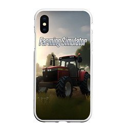 Чехол iPhone XS Max матовый Farming Simulator - Красный трактор, цвет: 3D-белый