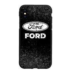 Чехол iPhone XS Max матовый Ford с потертостями на темном фоне, цвет: 3D-черный