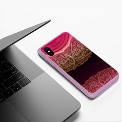 Чехол iPhone XS Max матовый Пылающий орнамент, цвет: 3D-сиреневый — фото 2