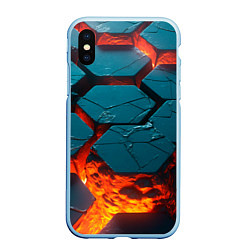 Чехол iPhone XS Max матовый Лавовые наносоты, цвет: 3D-голубой