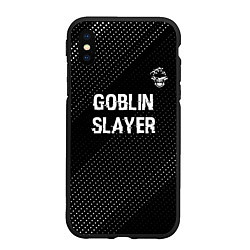 Чехол iPhone XS Max матовый Goblin Slayer glitch на темном фоне: символ сверху