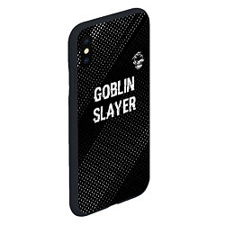 Чехол iPhone XS Max матовый Goblin Slayer glitch на темном фоне: символ сверху, цвет: 3D-черный — фото 2