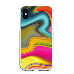 Чехол iPhone XS Max матовый Волны цвета, цвет: 3D-белый