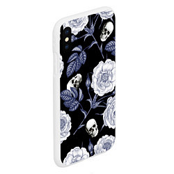 Чехол iPhone XS Max матовый Черепа с розами, цвет: 3D-белый — фото 2