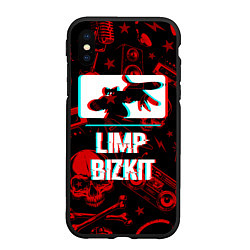 Чехол iPhone XS Max матовый Limp Bizkit rock glitch, цвет: 3D-черный